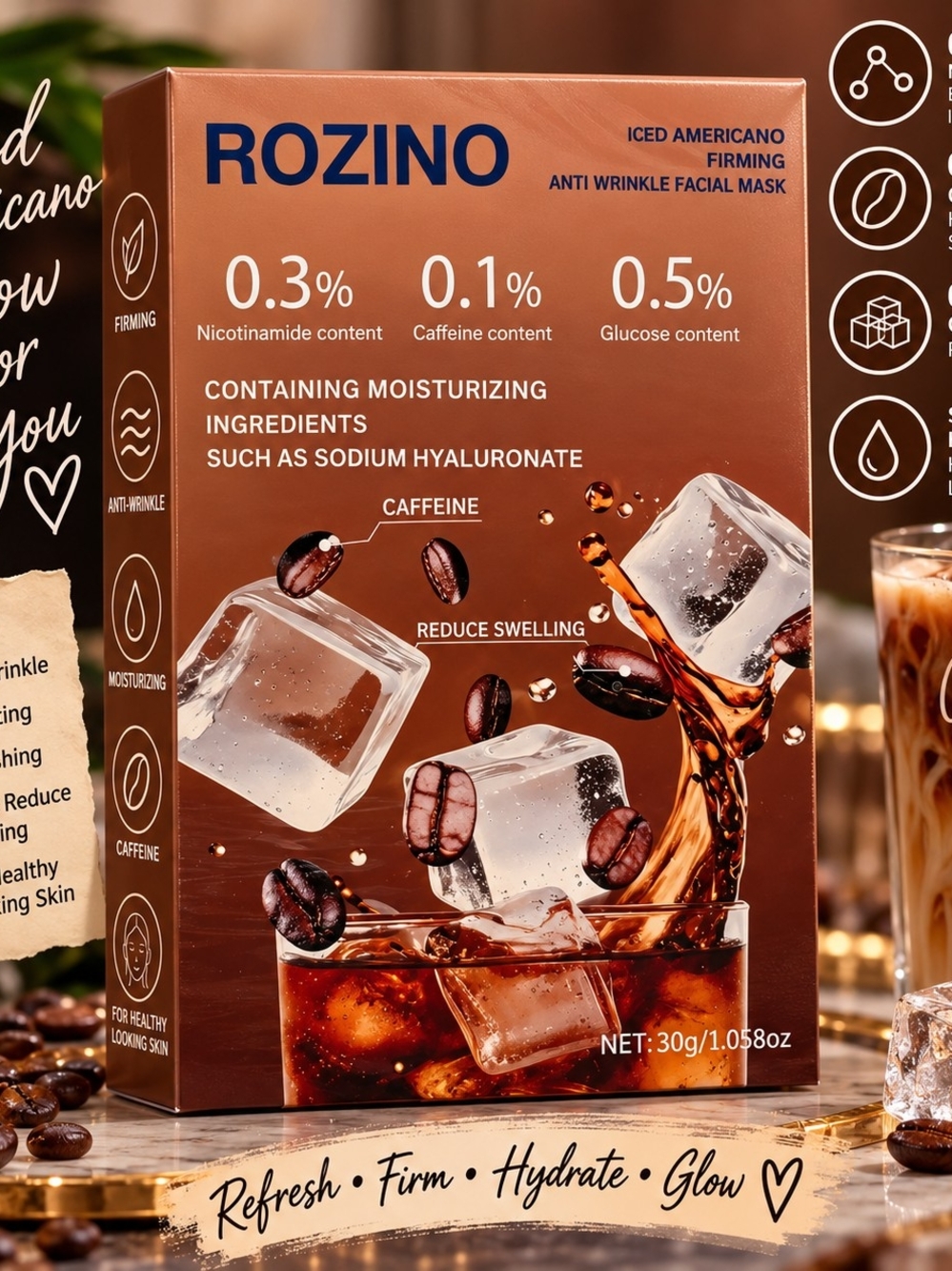 Iced Americano Firming Facial Mask - Brown